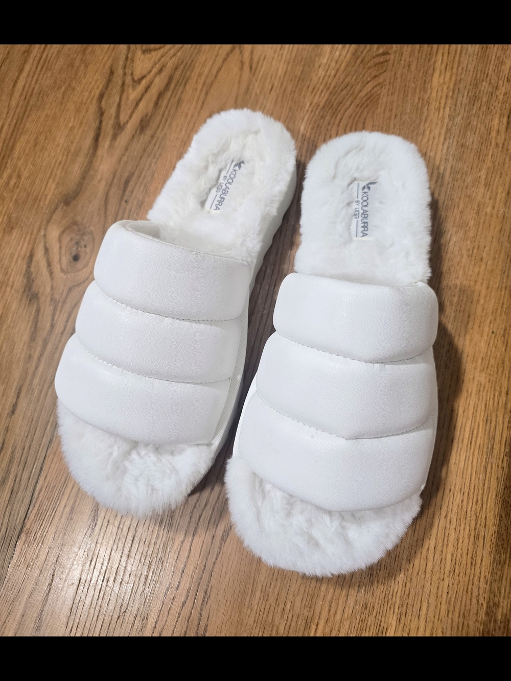 Koolaburra by UGG White Faux-Fur Slides / Slippers - Size 9